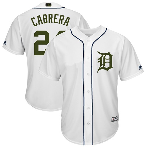 Tigers #24 Miguel Cabrera White New Cool Base 2018 Memorial Day Stitched MLB Jersey - Click Image to Close